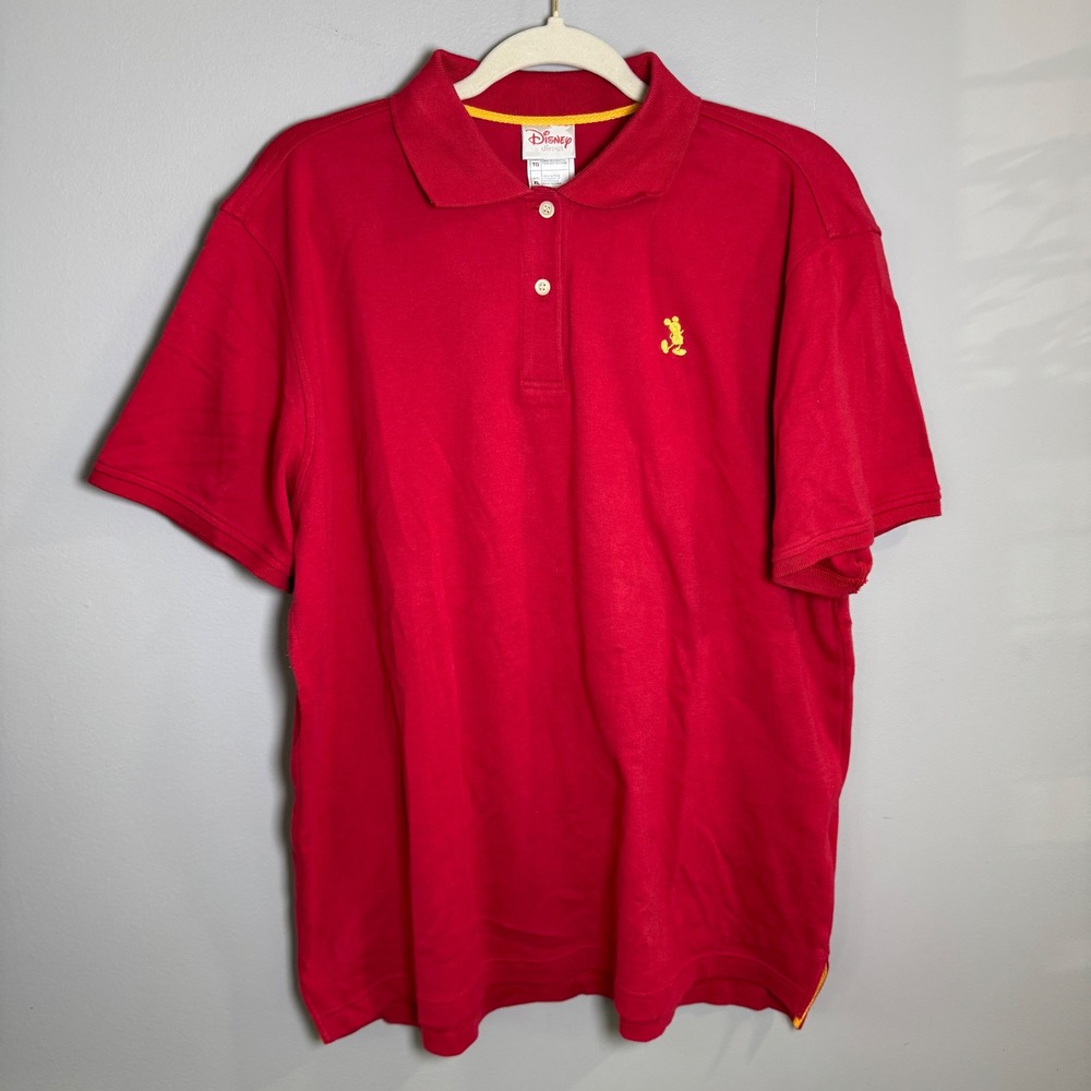Disney Direct Mickey Mouse Red Polo Shirt Womens XL Embroidered Cotton 57189